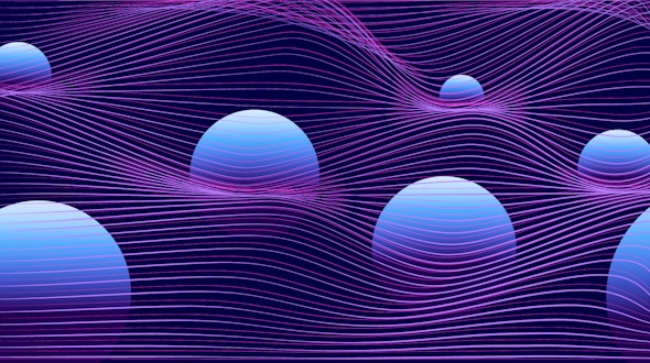 An illustration of spheres and waves