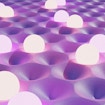 Illustration of an optical lattice, which looks like an egg crate, with pairs of particles sitting in various pockets of the lattice.