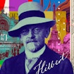 Collage of David Hilbert and imagery of 1900s Paris.