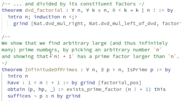 A screenshot of Lean code