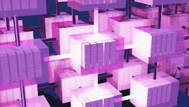 Artist's representation of a tensor network, showing many connected cubes.