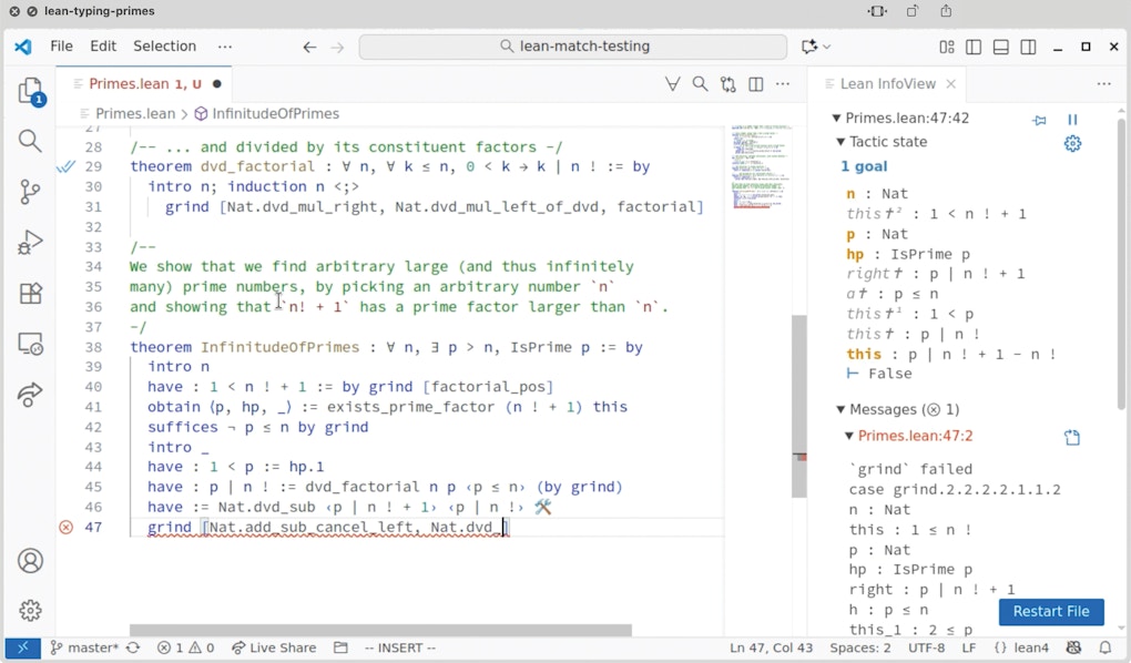 A screenshot of Lean code