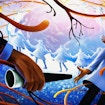 An illustration of many researchers collaborating together around a brain, with neurons in the background.