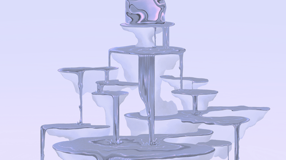 Illustration by Jun Cen of ice melting down various platforms into water.